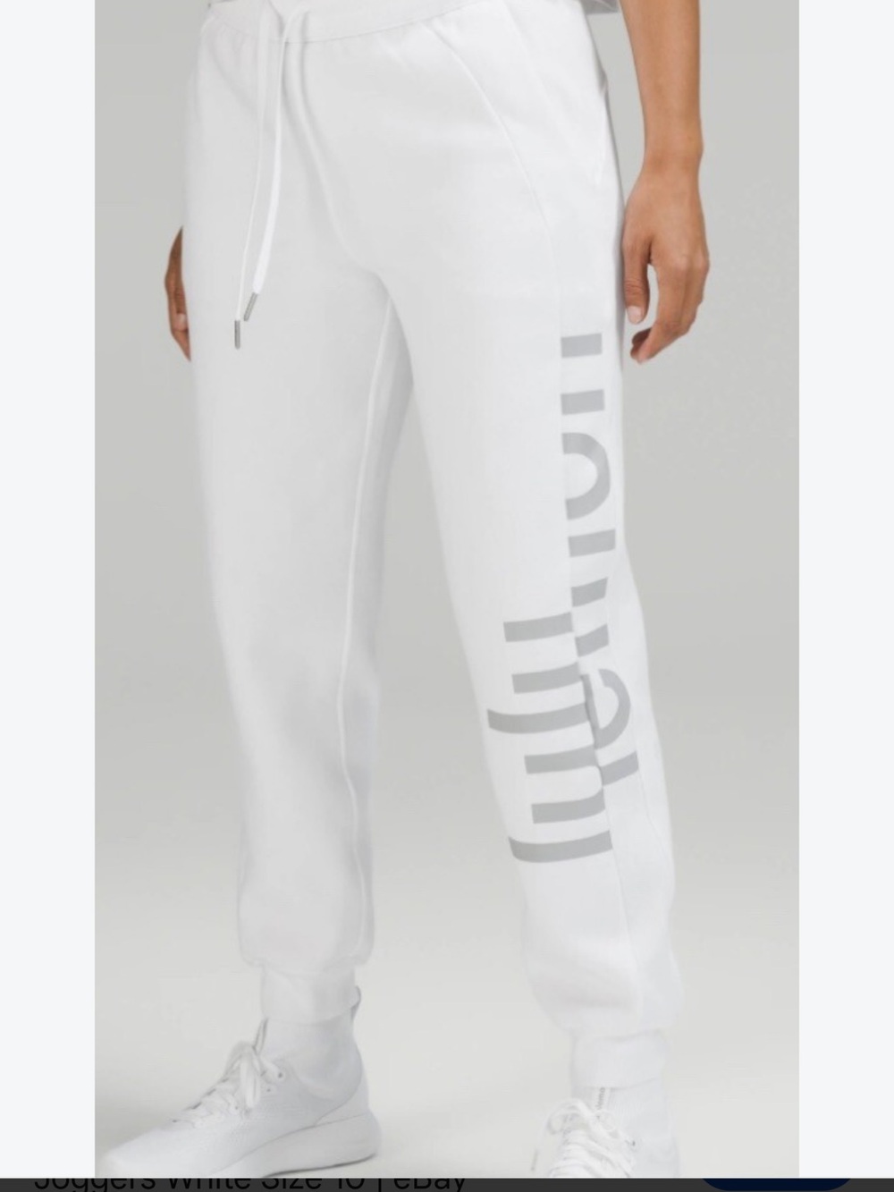 Lululemon Scuba White Sweatpants with Gray Side Logo